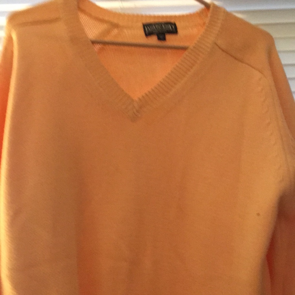 Lands' End Peach Vtg USA Made V-Neck Cotton Drifter Sweater